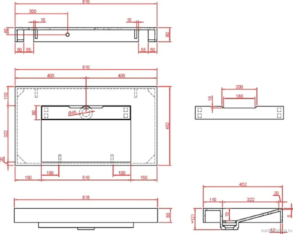 Раковина Armadi Art Flat Calacatta 80 с кронштейнами