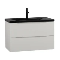 Тумба с раковиной BelBagno Marino 80 подвесная, bianco opaco, черная раковина