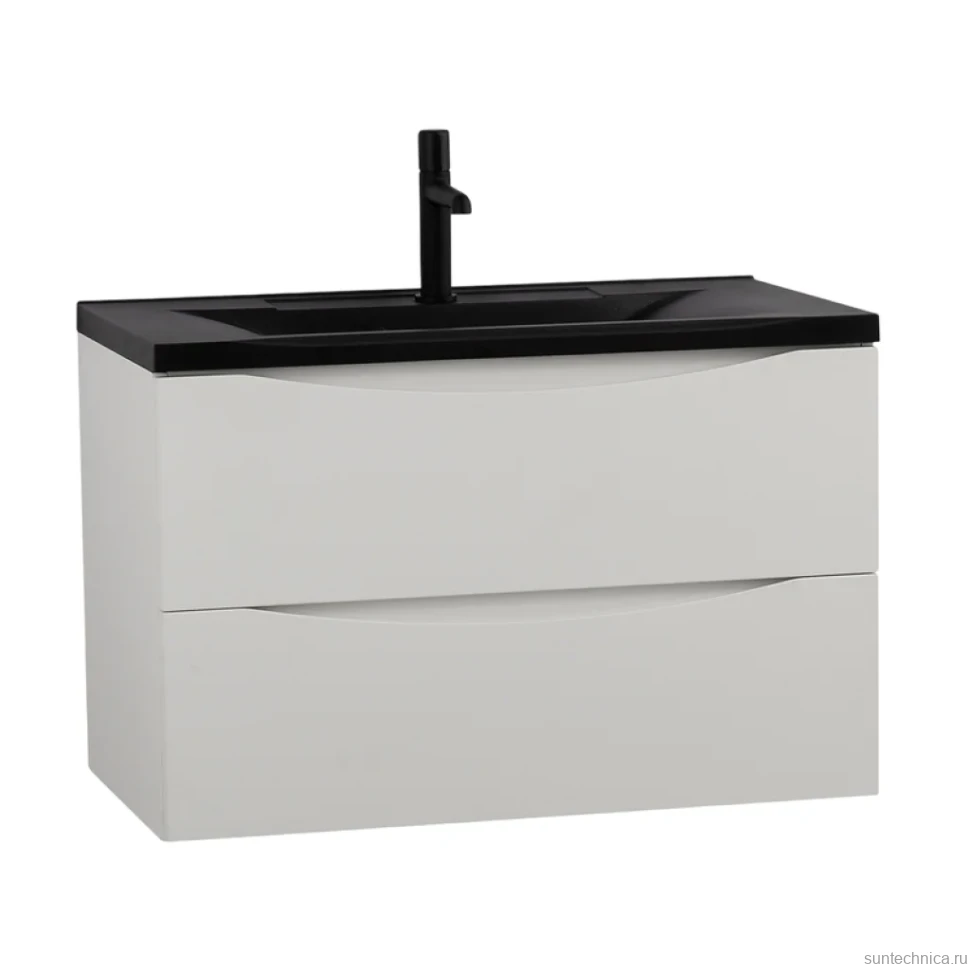 Тумба с раковиной BelBagno Marino 80 подвесная, bianco opaco, черная раковина