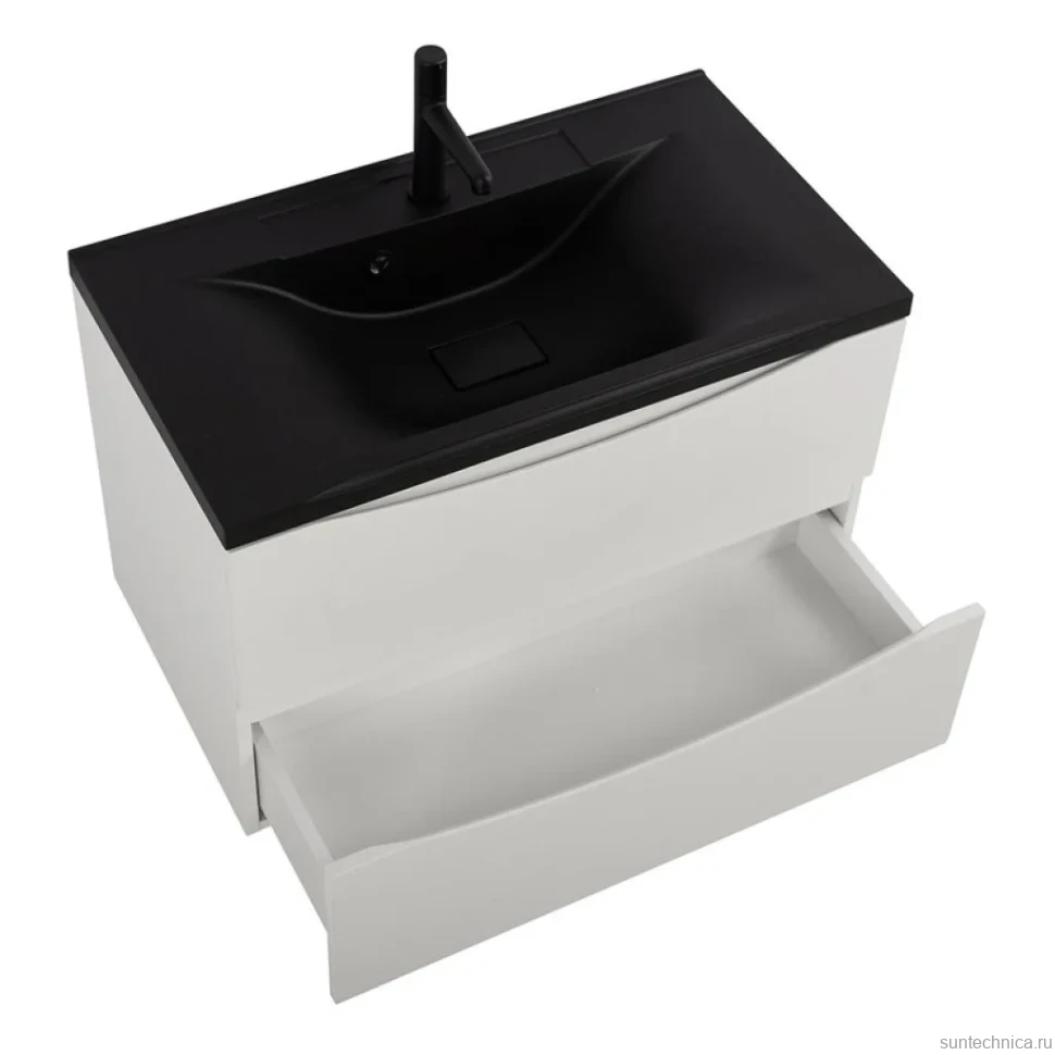 Тумба с раковиной BelBagno Marino 80 подвесная, bianco opaco, черная раковина