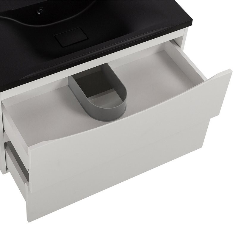 Тумба с раковиной BelBagno Marino 80 подвесная, bianco opaco, черная раковина