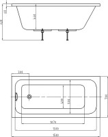 Акриловая ванна AQUATEK Мия 150x70 см, пристенная, белая, на ножках