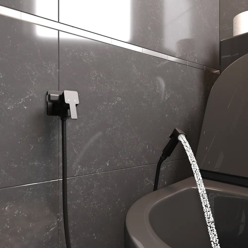 Гигиенический душ Elghansa Concealed 22Q0017-Black (Set-112) со смесителем, черный, С ВНУТРЕННЕЙ ЧАСТЬЮ