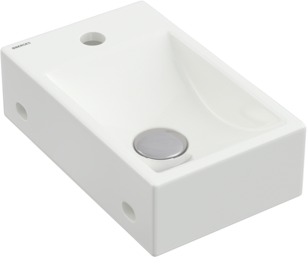 Раковина маленькая в туалет Berges Small 37x23 левый, глянцевый белый