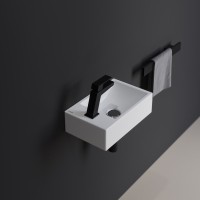 Раковина маленькая в туалет Berges Small 37x23 левый, глянцевый белый