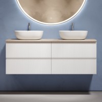 Тумба с раковиной Sancos Snob T 140 bianco, столешница бежевая TT140A2X, раковина CN6009