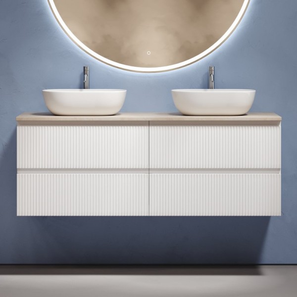 Тумба с раковиной Sancos Snob T 140 bianco, столешница бежевая TT140A2X, раковина CN6009