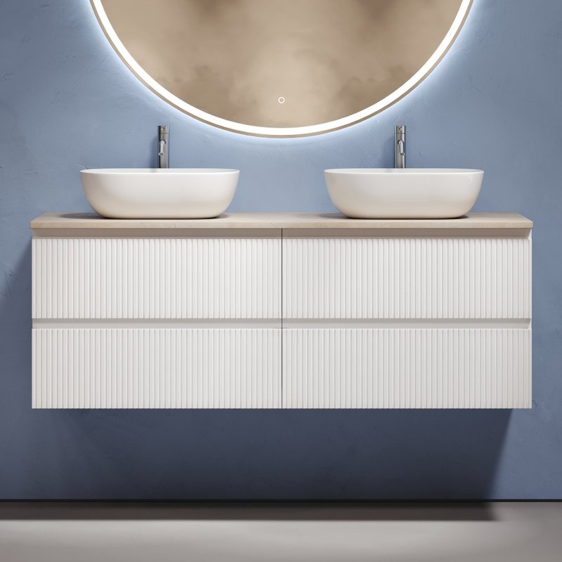 Тумба с раковиной Sancos Snob T 140 bianco, столешница бежевая TT140A2X, раковина CN6009