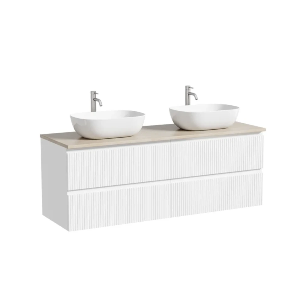 Тумба с раковиной Sancos Snob T 140 bianco, столешница бежевая TT140A2X, раковина CN6009
