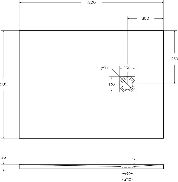 Поддон для душа BelBagno Uno AH 120х90, черный матовый, с сифоном