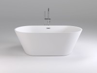 Акриловая ванна Black&White Swan SB103 170x80 см, отдельностоящая, белая, овальная, с каркасом, со сливом-переливом, с донным клапаном