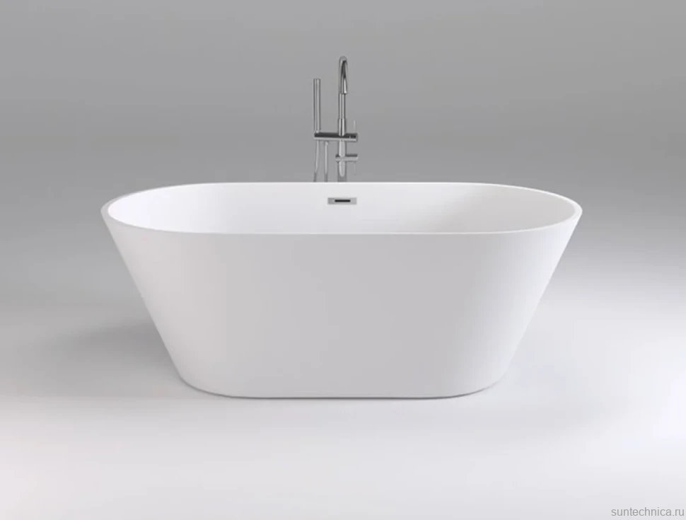 Акриловая ванна Black&White Swan SB103 170x80 см, отдельностоящая, белая, овальная, с каркасом, со сливом-переливом, с донным клапаном