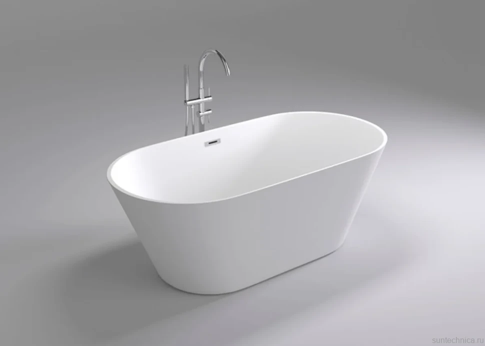 Акриловая ванна Black&White Swan SB103 170x80 см, отдельностоящая, белая, овальная, с каркасом, со сливом-переливом, с донным клапаном