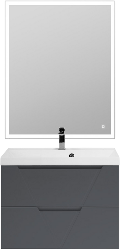Мебель для ванной комнаты BelBagno Vittoria 80 подвесная, grigio opaco, белая глянцевая раковина
