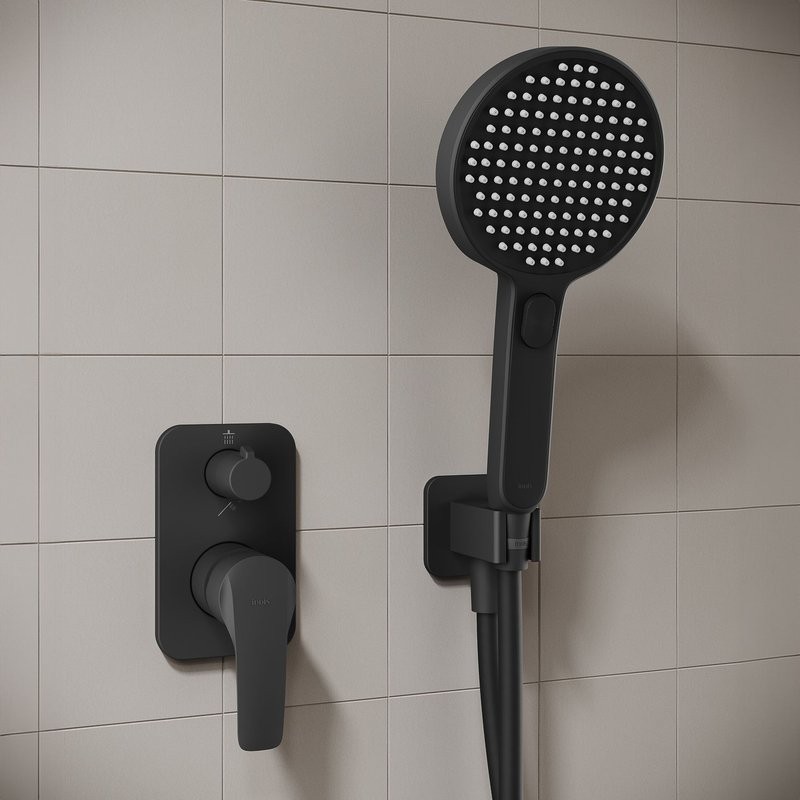 Душевая система с тропическим и ручным душем, матовый черный, Optima Home, IDDIS, OPHBL02i67