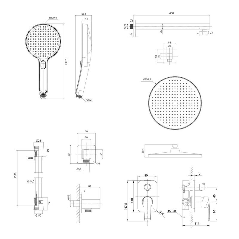 Душевая система с тропическим и ручным душем, матовый черный, Optima Home, IDDIS, OPHBL02i67