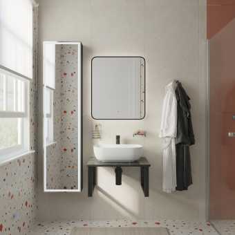 Мебель для ванной DIWO Элиста 60 чёрный мрамор, с раковиной Moduo 50 Square в стиле лофт, подвесная (гарнитур, комплект)