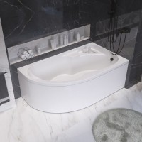 Акриловая ванна 1MarKa Diana R 160x100 см, угловая, правая, пристенная, белая, асимметричная, с каркасом, с сиденьем