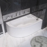 Акриловая ванна 1MarKa Diana R 160x100 см, угловая, правая, пристенная, белая, асимметричная, с каркасом, с сиденьем