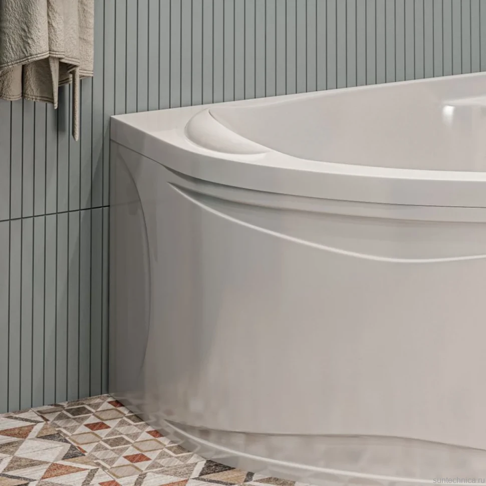 Акриловая ванна 1MarKa Diana R 160x100 см, угловая, правая, пристенная, белая, асимметричная, с каркасом, с сиденьем