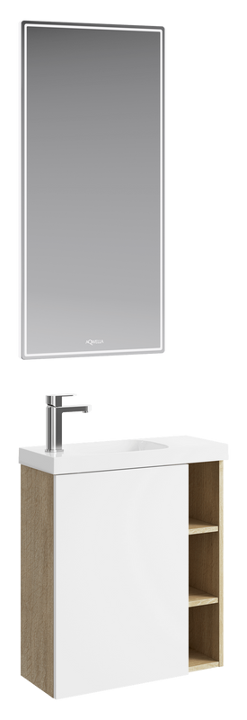Мебель для ванной комнаты Aqwella Alba 60 L, подвесная, дуб давос, матовая белая