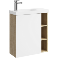 Мебель для ванной комнаты Aqwella Alba 60 L, подвесная, дуб давос, матовая белая