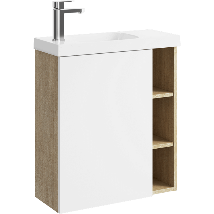 Мебель для ванной комнаты Aqwella Alba 60 L, подвесная, дуб давос, матовая белая