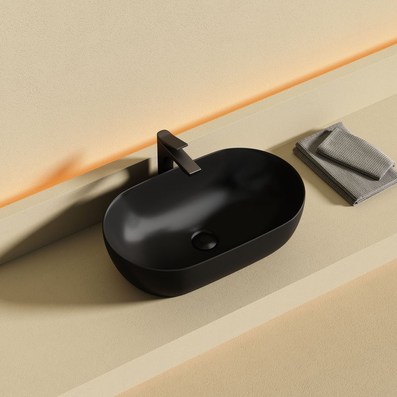 Раковина накладная Ceramicanova Twist овальная 50 см черный матовый CN12001MB