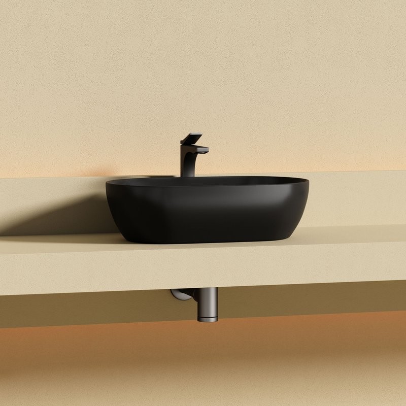 Раковина накладная Ceramicanova Twist овальная 50 см черный матовый CN12001MB