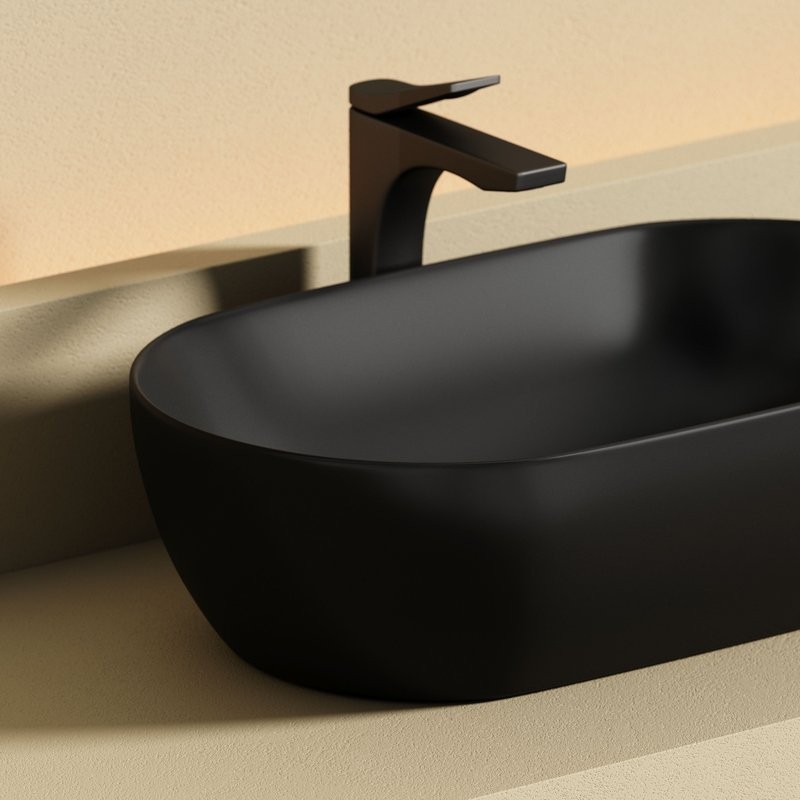 Раковина накладная Ceramicanova Twist овальная 50 см черный матовый CN12001MB