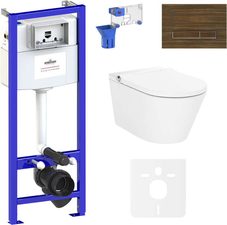 Комплект Lavinia Boho Унитаз подвесной Smart V-Clean 3359102R с микролифтом + Инсталляция RelFix 38010010 + Кнопка RelFix 3805005T + Дозатор RelFix 38040010