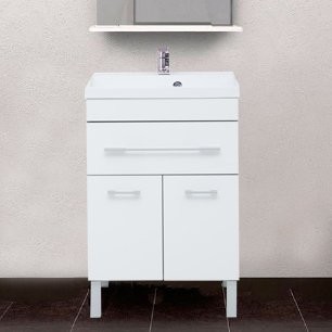 Тумба с раковиной Aquanet Верона 58 белая, 1 ящик, 2 двери