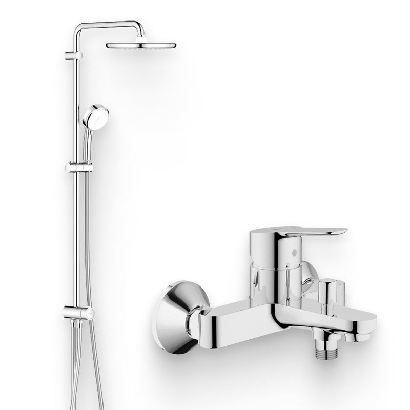Душевой комплект Смеситель Grohe BauEdge 23334000 + Стойка Tempesta Cosmopolitan System 250 26675000
