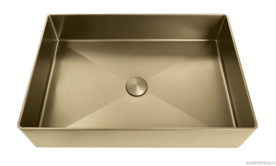 Накладная раковина AltroBagno Astro 001017 OrSp 51 матовое золото, прямоугольная, нержавеющая сталь
