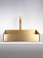 Накладная раковина AltroBagno Astro 001017 OrSp 51 матовое золото, прямоугольная, нержавеющая сталь