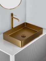 Накладная раковина AltroBagno Astro 001017 OrSp 51 матовое золото, прямоугольная, нержавеющая сталь