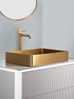 Накладная раковина AltroBagno Astro 001017 OrSp 51 матовое золото, прямоугольная, нержавеющая сталь