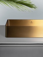 Накладная раковина AltroBagno Astro 001017 OrSp 51 матовое золото, прямоугольная, нержавеющая сталь