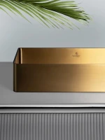 Накладная раковина AltroBagno Astro 001017 OrSp 51 матовое золото, прямоугольная, нержавеющая сталь