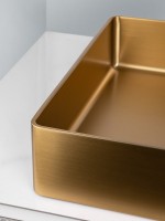 Накладная раковина AltroBagno Astro 001017 OrSp 51 матовое золото, прямоугольная, нержавеющая сталь