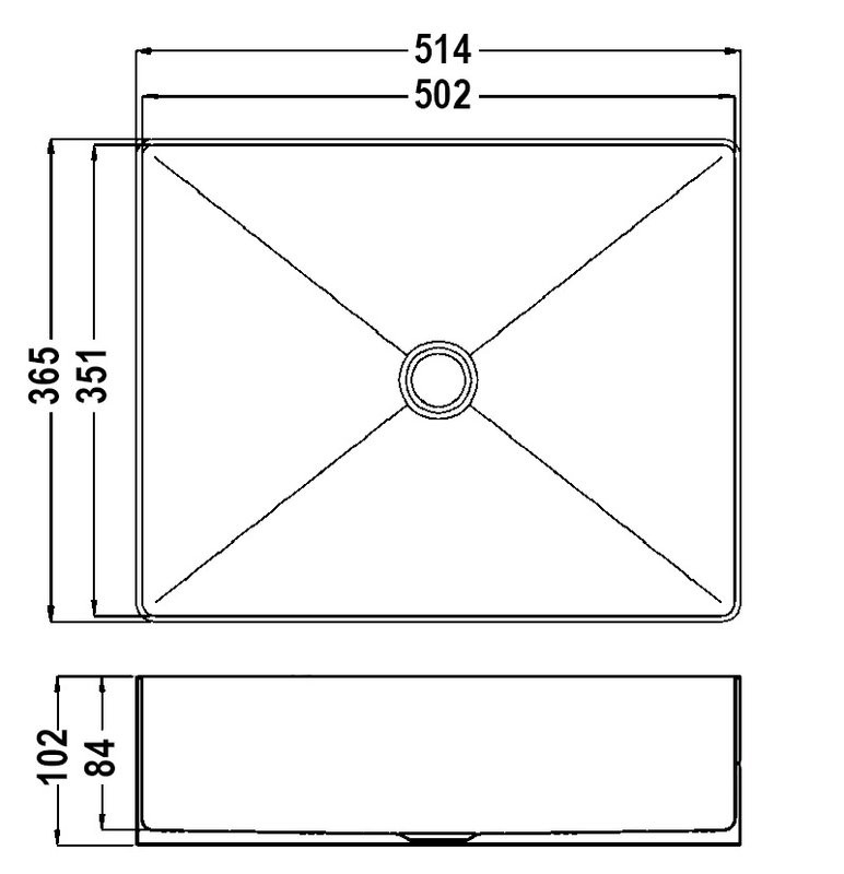 Накладная раковина AltroBagno Astro 001017 OrSp 51 матовое золото, прямоугольная, нержавеющая сталь