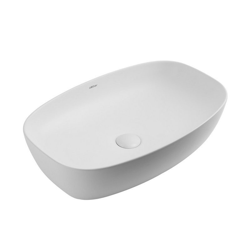 Накладная раковина Abber Rechteck AC2206MW 61 матовая белая, овальная, фаянс
