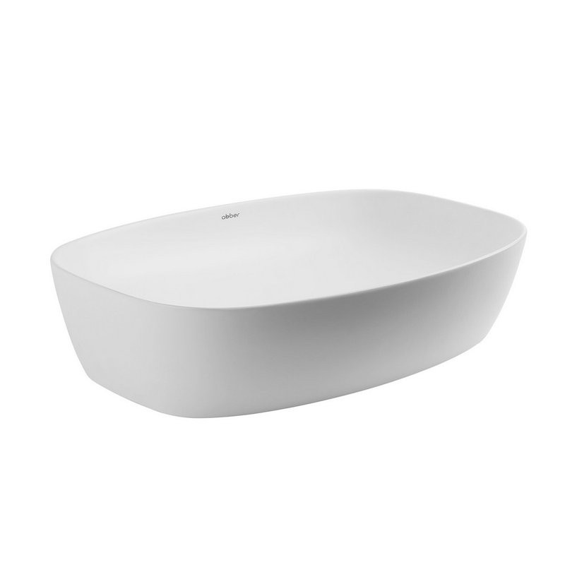 Накладная раковина Abber Rechteck AC2206MW 61 матовая белая, овальная, фаянс