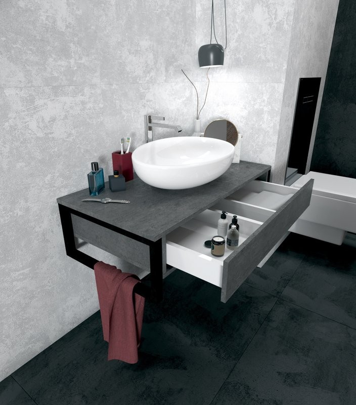 Тумба с раковиной 1MarKa Grunge Loft 100 бетон темно-серый