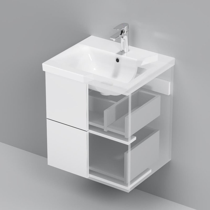 Тумба с раковиной AM.PM Gem 50 подвесная, белый глянец