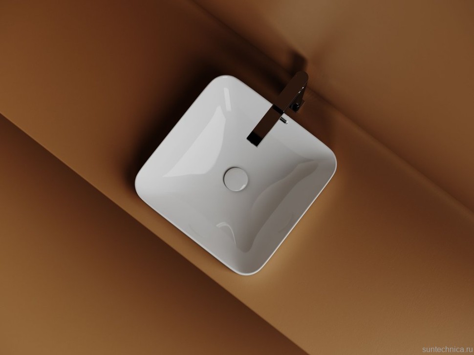 Раковина встраиваемая сверху Ceramicanova Element квадратная 438x438x172 мм с переливом цвет белый CN6077