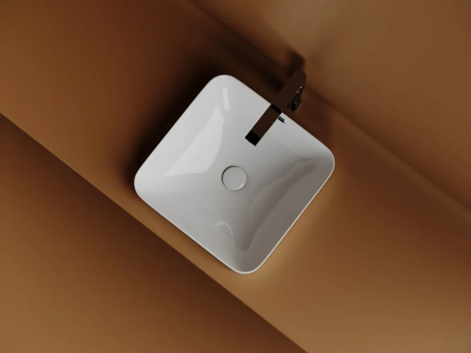 Раковина встраиваемая сверху Ceramicanova Element квадратная 438x438x172 мм с переливом цвет белый CN6077