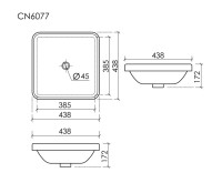 Раковина встраиваемая сверху Ceramicanova Element квадратная 438x438x172 мм с переливом цвет белый CN6077