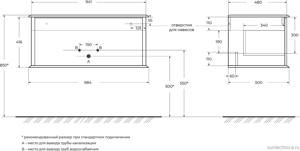 Тумба под раковину без столешницы Cezares Idra 100 1 ящик, verde opaco