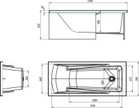 Акриловая ванна Alex Baitler Madin 170x75 см, встраиваемая, белая, с экраном